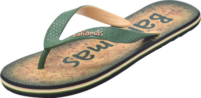 BAHAMAS Men Flip Flops(Olive, Beige , 6)
