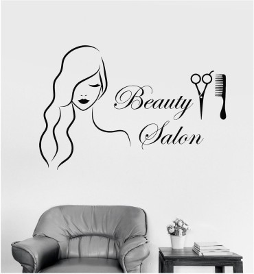 LYOMAN 60 cm Vinyl Wall Decal Beauty Salon Barbershop Hairdresser Stickers Non-Reusable Sticker(Pack of 1)