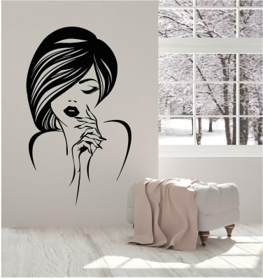 LYOMAN 60 cm Vinyl Wall Decal Beauty Hair Manicure Salon Fashion Makeup Stickers Non-Reusable Sticker(Pack of 1)