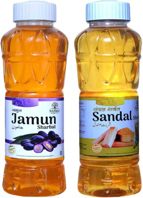 NATRAJ The Right Choice Jamun & Sandal Sharbat 1500 Ml (Pack of 2 x 750 ml Bottle) JAMUN, SANDAL(1500 ml, Pack of 2)