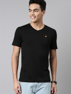 Dixcy Scott Maximus Solid Men V Neck Black T-Shirt