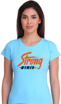 Hadwin Graphic Print Women Round Neck Light Blue T-Shirt
