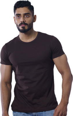 NASH Self Design Men Round Neck Brown T-Shirt