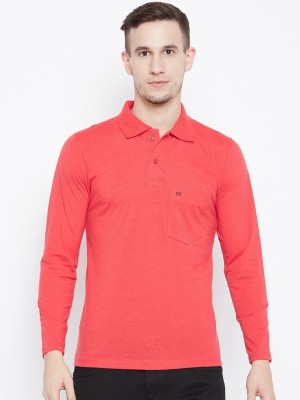 Camey Solid Men Polo Neck Red T-Shirt