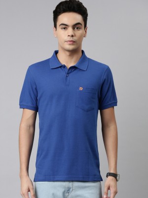 Dixcy Scott Maximus Solid Men Polo Neck Blue T-Shirt