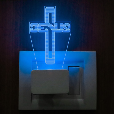 StarLaser Jesus Cross Acrylic Night lamp 7 Color Changing Light with Plug Night Lamp(11 cm, Multicolor)