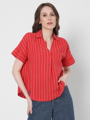 VERO MODA Casual Striped Women Red Top