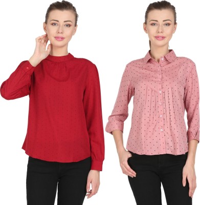 QNT FASHION Casual Solid Women Maroon, Pink Top