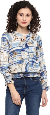 MODA ELEMENTI Casual Full Sleeve Self Design Women Multicolor Top