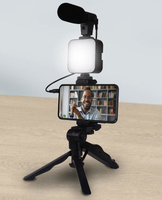 Zohlo Video Fill Light Kit with Mic/Phone Holder/Tripod for Photography Video Tripod Kit(Black, Supports Up to 250 g)