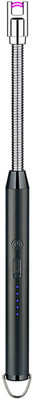 MOOZMOB USB Rechargeable Lighter for Candle Gas Stove BBQ Camping with Hanging Buckle Long Neck 360 Degree Flexible Windproof Flameless Electric Lighter for Gas and Cigarette Lighter(Black)