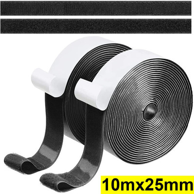 Wild Accessories Self-Adhesive Hook and Loop Tape Roll, Sticky Back | Both Indoor and Outdoor Use Stick-on Velcro(Black)