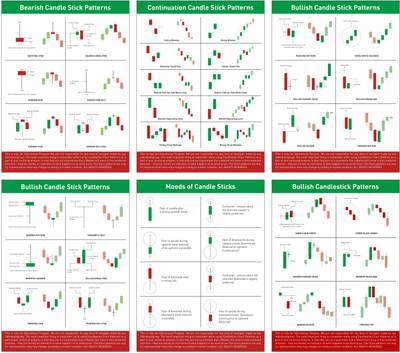 BAASC Candlestick Charts Patterns and Stock Market Poster Pack of 6 Educational Multicolor Wallpaper
