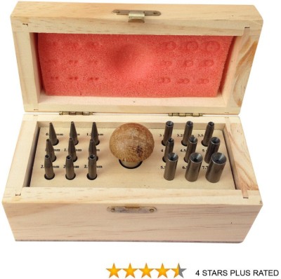 Scorpion Bezel Setting Tools Punch Set with 18 Punches in Wood Box Sizes 0.75mm to 7.75mm