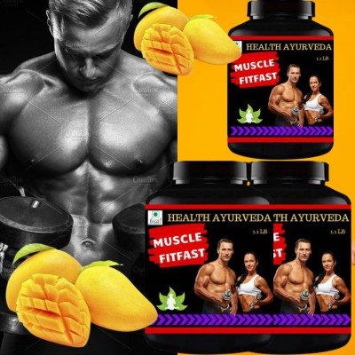 Hindustan Ayurveda Muscle FitFast, Body Weight Gaining Protein, Flavor Mango, Pack of 3 Whey Protein(500 g, Mango)