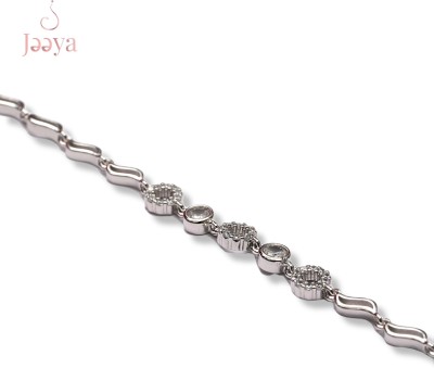 jeeya Sterling Silver Cubic Zirconia Rhodium Bracelet