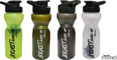 FitPro 500 ml Plastic Shaker(Pack of 4, White, Green, Yellow, Black)