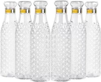 JDK Water Bottle Fridge Home n Office, Transparent 1000ml (Crystal Diamond Set of 6) 1000 ml Bottle(Pack of 6, Multicolor, PET)