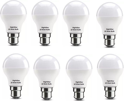 Nightstar 10 W Basic Round B22 LED Bulb(White, Pack of 8)