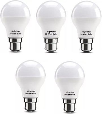 Nightstar 10 W Basic Round B22 LED Bulb(White, Pack of 5)