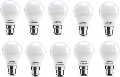Nightstar 10 W Basic Round B22 LED Bulb(White, Pack of 10)