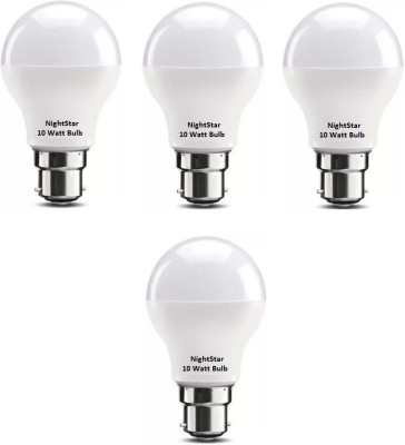 Nightstar 10 W Round B22 LED Bulb(White, Pack of 4)