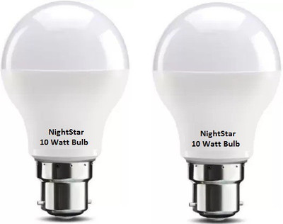Nightstar 10 W Basic Round B22 LED Bulb(White, Pack of 2)