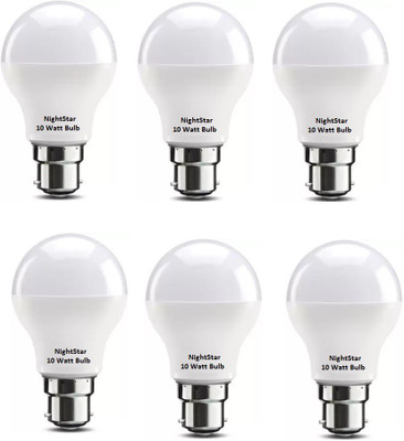 Nightstar 10 W Basic Round B22 LED Bulb(White, Pack of 6)