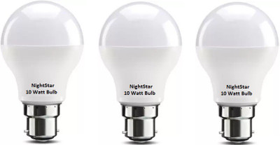 Nightstar 10 W Basic Round B22 LED Bulb(White, Pack of 3)