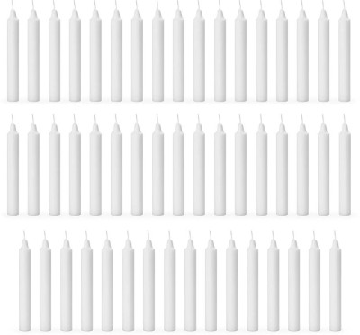 ASIDEA Plain stick candles for home decor, birthday, Diwali, Party Candle(White, Pack of 50)