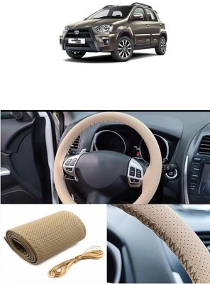 Etradezone Hand Stiched Steering Cover For Toyota Etios Cross(Beige, Leatherite)