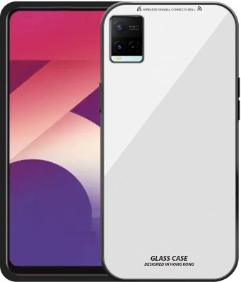 Evett Back Cover for Vivo Y21 (2021) Toughened Glass Back and Silicon Case(White, Grip Case, Pack of: 1)
