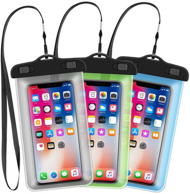 MOOZMOB Pouch for Rain for Mobile Touch Sensitive Waterproof Mobile Pouch with Strap, Size upto 6.5" Mobiles(Multicolor, Waterproof, Thermoplastic Polyurethane, Pack of: 3)