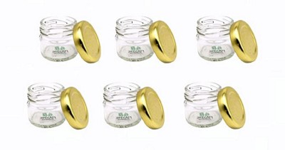 HAVME Glass Honey Jar  - 31 ml(Pack of 6, Gold)