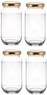 Coozico Glass Utility Container  - 1100(Pack of 4, Clear, Gold)