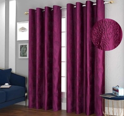 avi trendz 272 cm (9 ft) Polyester Semi Transparent Window Curtain (Pack Of 2)(Solid, Pink)