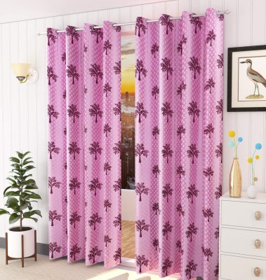 avi trendz 272 cm (9 ft) Polyester Semi Transparent Window Curtain (Pack Of 2)(Solid, Pink)