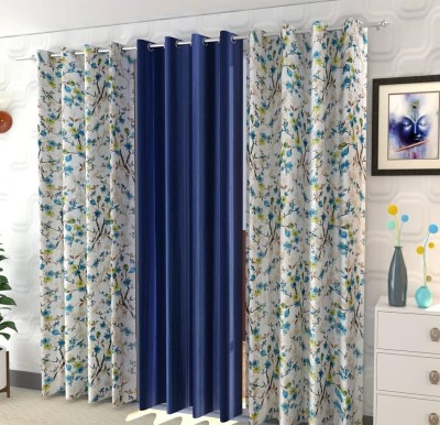 avi trendz 272 cm (9 ft) Polyester Semi Transparent Window Curtain (Pack Of 2)(Solid, Dark Blue)