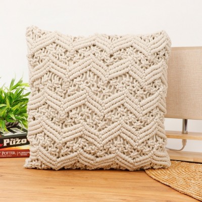 pepme Self Design Cushions Cover(40.6 cm*40.6 cm, White)