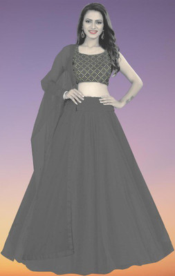 BIPIN ENTERPRISE Embroidered Semi Stitched Lehenga Choli(Grey)