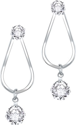 VIGHNAHARTA Flower star Rhodium Plated Screw back stud Earring for Women and Girls Cubic Zirconia Brass Jhumki Earring