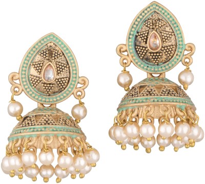 SPARGZ Meenakari Pear Festive Wear Gold Plated For Women Pearl Alloy Jhumki Earring