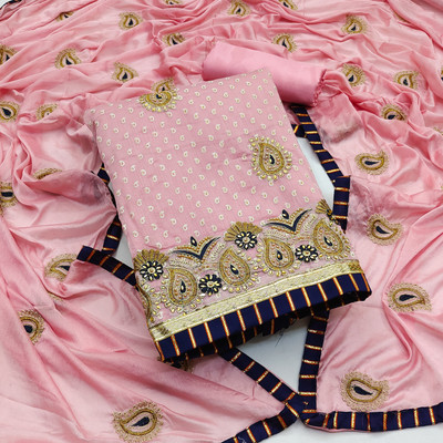 DnVeens Silk Blend Self Design Salwar Suit Material