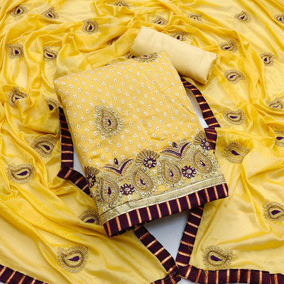 Blissta Cotton Blend Embroidered Salwar Suit Material