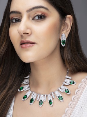 RUBANS Alloy Silver Silver, Green, White Jewellery Set(Pack of 1)