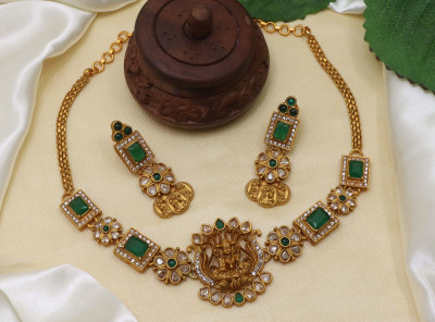 BHARGAV ART Alloy Green, Gold Jewellery Set(Pack of 1)