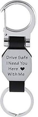 FOXR Drive Safe I Need You Here with Me Locking Black Colored Key Chain