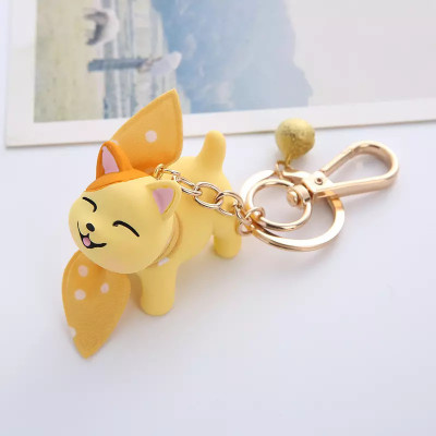 gtrp Cute 3D Kitty Keychain With Charm(Yellow) Key Chain