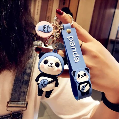 gtrp Cute 3D Panda Keychain With Charm (Blue) Key Chain