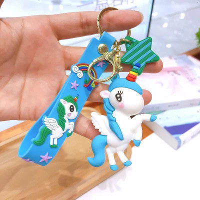 gtrp 3D Rainbow Soft PVC Unicorn Colorful Horse Bag Pendant Keychain Key Chain